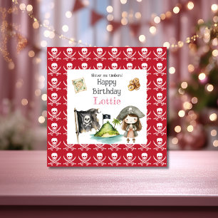 Carte Anniversaire de l'enfant Pirate Rouge Mignon