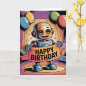 Carte Anniversaire de l'enfant robot (Fleur jaune)