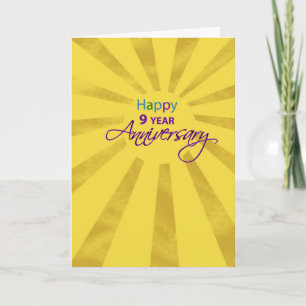 Carte Anniversaire de l'entreprise de neuf ans Sun