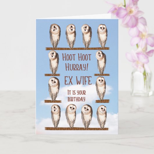 Carte Anniversaire De L'Ex-Femme, Chouettes Curieuses (Orchidée)