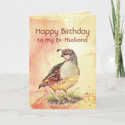 Carte Anniversaire de l'ex-mari California Quail Bird (Devant)