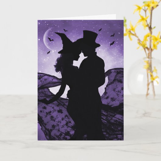 Carte Anniversaire de l'Halloween mignon Couple méchant (Fleur jaune)