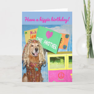 Carte Anniversaire de l'hippie Golden Retriever