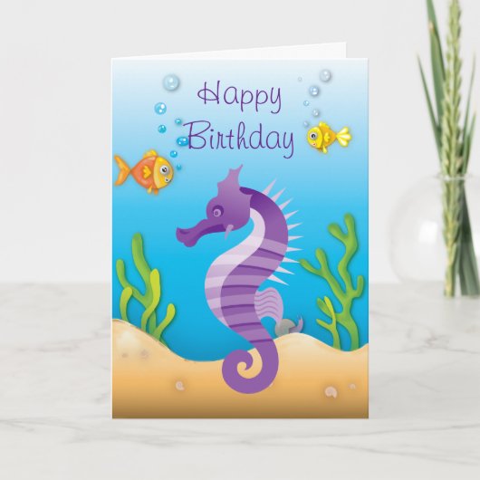 Carte Anniversaire de l'hippocampe pourpre sous-marin (Devant)