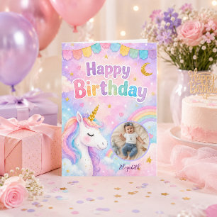 Carte Anniversaire de Licorne avec Étincelle de Joie