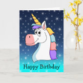Carte Anniversaire de licorne cool (Fleur jaune)