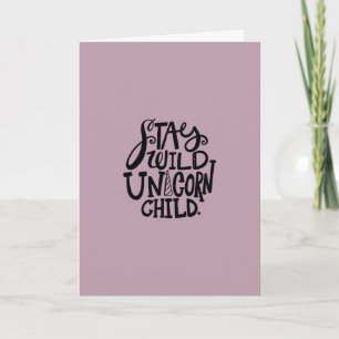 Carte Anniversaire de licorne sauvage lavande