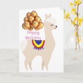 Carte Anniversaire de Llama, Ballons d'anniversaire (Fleur jaune)