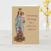 Carte Anniversaire de l'ordination avec Marie et Jésus (Fleur jaune)