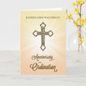 Carte Anniversaire de l'ordination, Croix sur Starburst (Fleur jaune)