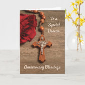 Carte Anniversaire de l'ordination de diacre Rose rouge (Fleur jaune)