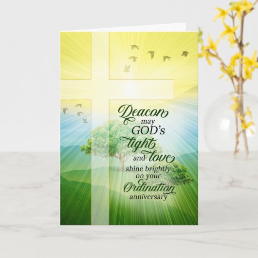 Carte Anniversaire de l'ordination du diacre Prairie ens (Fleur jaune)