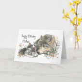 Carte Anniversaire de loup de mère d'aquarelle joyeux et (Fleur jaune)