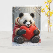 Carte Anniversaire de l'ours de panda embrasser un Couss (Fleur jaune)