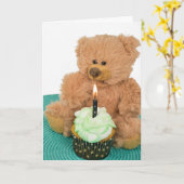 Carte anniversaire de l'ours en peluche (Fleur jaune)