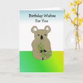 Carte Anniversaire de l'ours koala (Fleur jaune)