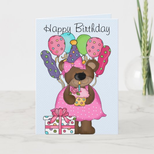 Carte Anniversaire de l'ours mignon (Devant)