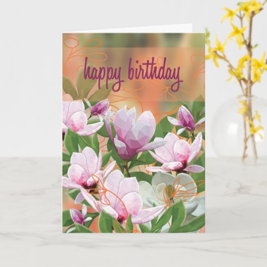 Carte Anniversaire de LowPoly Magnolia (Fleur jaune)