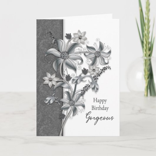 Carte Anniversaire de magnifiques nuances de fleurs gris (Devant)