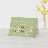 Carte Anniversaire de maman 5 Chats de tous - noms perso (Fleur jaune)