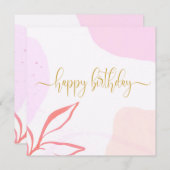 Carte Anniversaire de marbre rose or (Devant / Derrière)