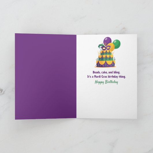 Carte Anniversaire de Mardi Gras (Intérieur)