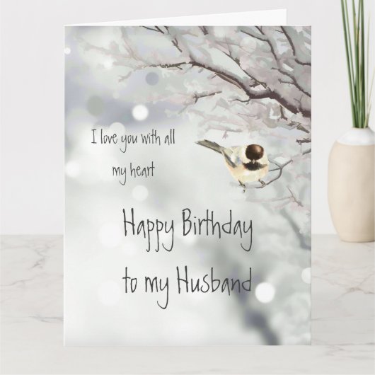 Carte Anniversaire de Mari Amour mon Cœur Oiseau Mesange (Devant)