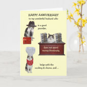 Carte Anniversaire de mari de chat drôle personnalisable (Fleur jaune)