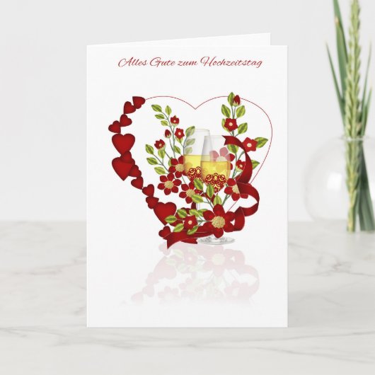 Carte Anniversaire de mariage allemand avec fleurs de ch (Devant)