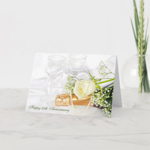Carte anniversaire de mariage avec champagne et rose bla