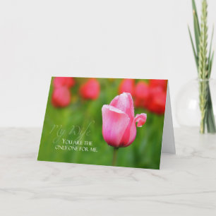 Carte Anniversaire de mariage avec tulipe rose