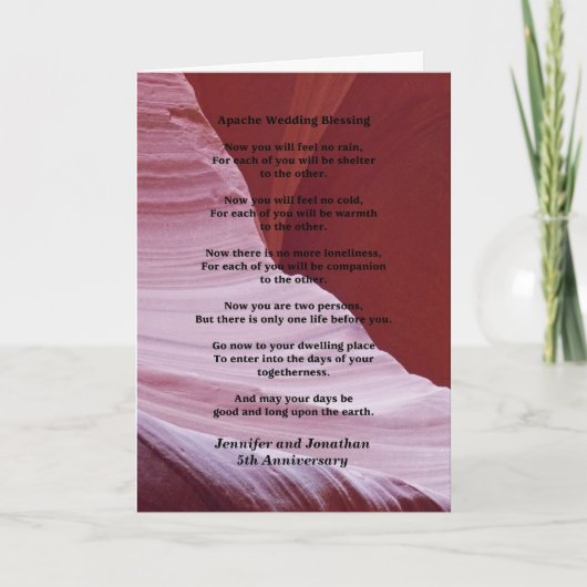 Carte Anniversaire de Mariage Bénédiction Apache Ne Ress (Devant)