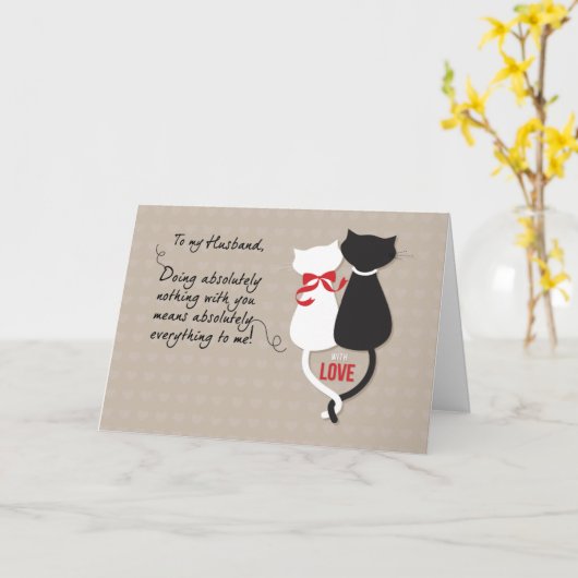 Carte Anniversaire de Mariage Chat Noir et Blanc Mari (Fleur jaune)