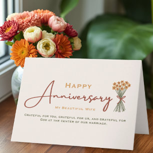 Carte Anniversaire de mariage chrétien pour femme Fleur