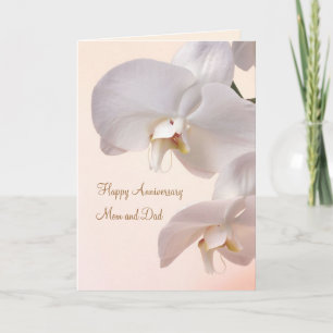 Carte Anniversaire de mariage crème blanc d'orchidées