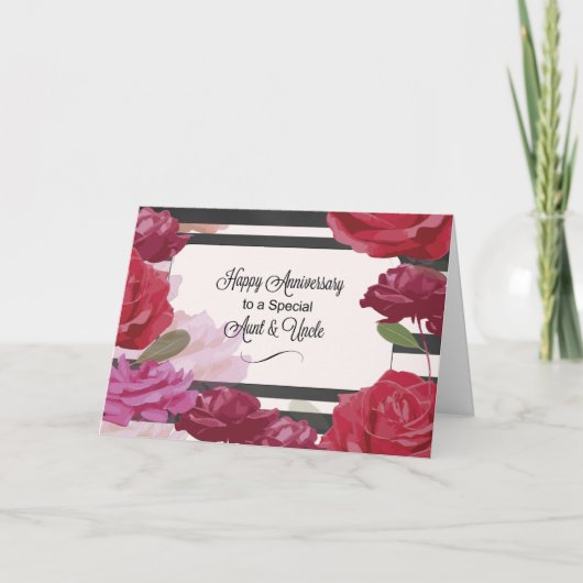 Carte Anniversaire de mariage de Tante et Oncle Rose (Devant)