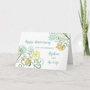 Carte Anniversaire de mariage du neveu floral et de sa f