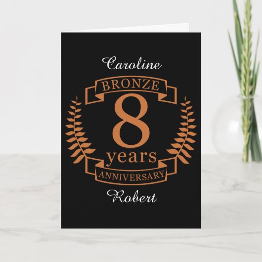 Carte Anniversaire de mariage en bronze huit ans (Devant)