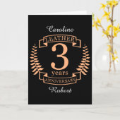 Carte Anniversaire de mariage en cuir 3 ans (Fleur jaune)