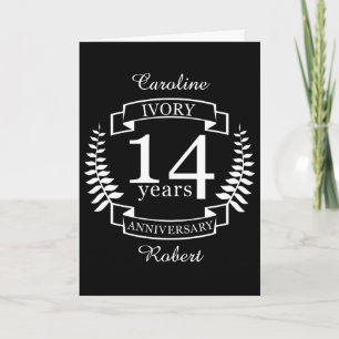 Carte Anniversaire de mariage en ivoire 14 ans