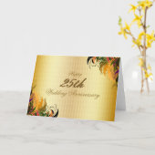 Carte Anniversaire de mariage heureux floral en métal (Fleur jaune)