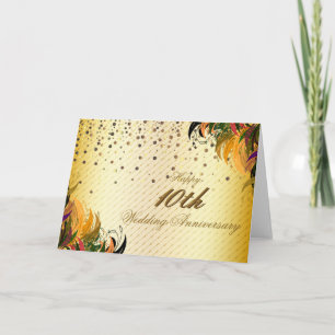 Carte Anniversaire de mariage heureux floral en métal