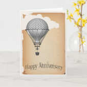 Carte Anniversaire de mariage Montgolfière Steampunk (Fleur jaune)