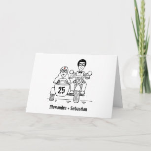 Carte Anniversaire de mariage moto et side-car
