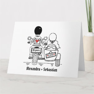 Carte Anniversaire de mariage moto et side-car