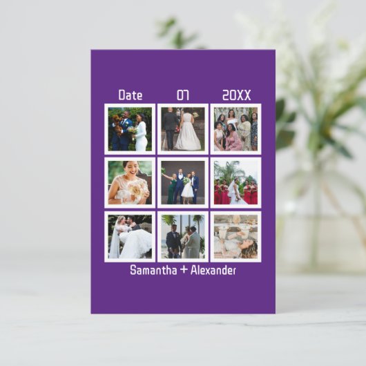 Carte Anniversaire de mariage personnalisé moderne 9 pho (Debout devant)