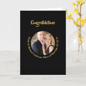 Carte ANNIVERSAIRE de mariage quelconque Marbre noir or  (Fleur jaune)