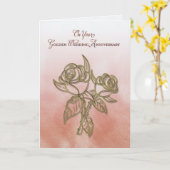 Carte Anniversaire de mariage religieux doré 50 ans, Ros (Fleur jaune)