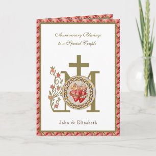 Carte Anniversaire de mariage religieux Vierge Marie Jés