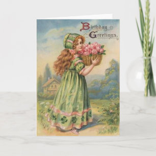 Carte Anniversaire de mars de shamrock victorien vintage